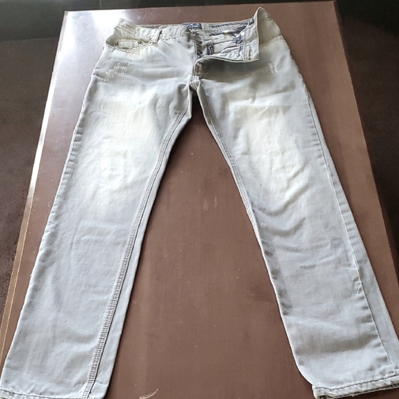 TOMHER Men's Light Gray Button Fly Jeans. Size W34 L32 - Picture 1 of 8